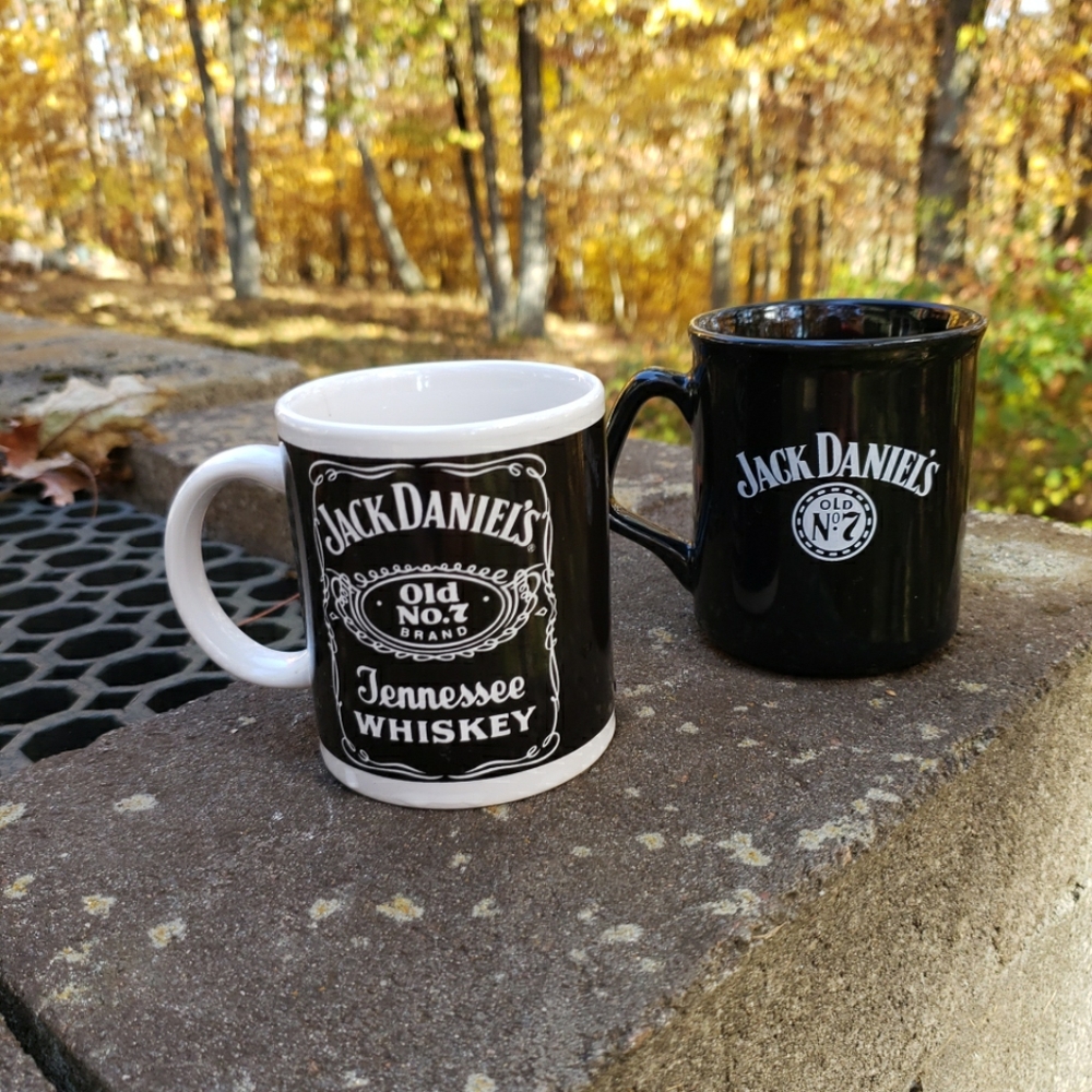 2 Jack Daniels Coffee Cups Mugs Black White